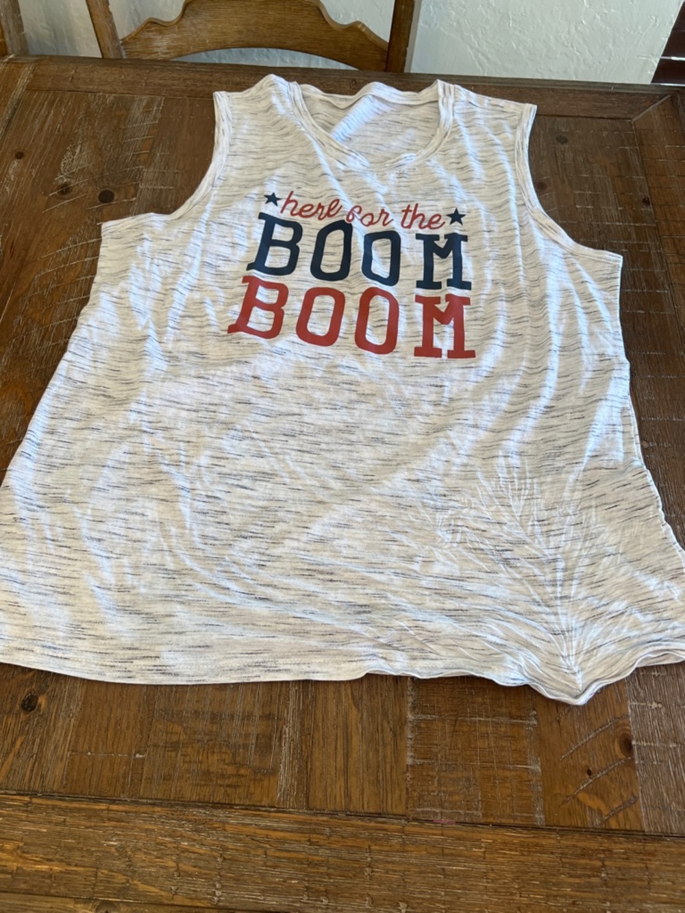 Women’s Gray Knit Tank Top with Red & Navy 'Boom Boom' Graphic - Picture 4 of 7